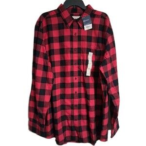 NWT Men's St. John's Bay Red Buffalo Flannel Shirt Size 2XLT